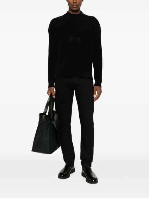 Emporio Armani ribbed chenille sweater with Signature Capsule logo