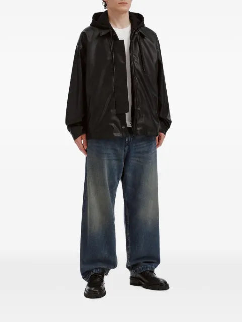 izzue layered drawstring-hood jacket