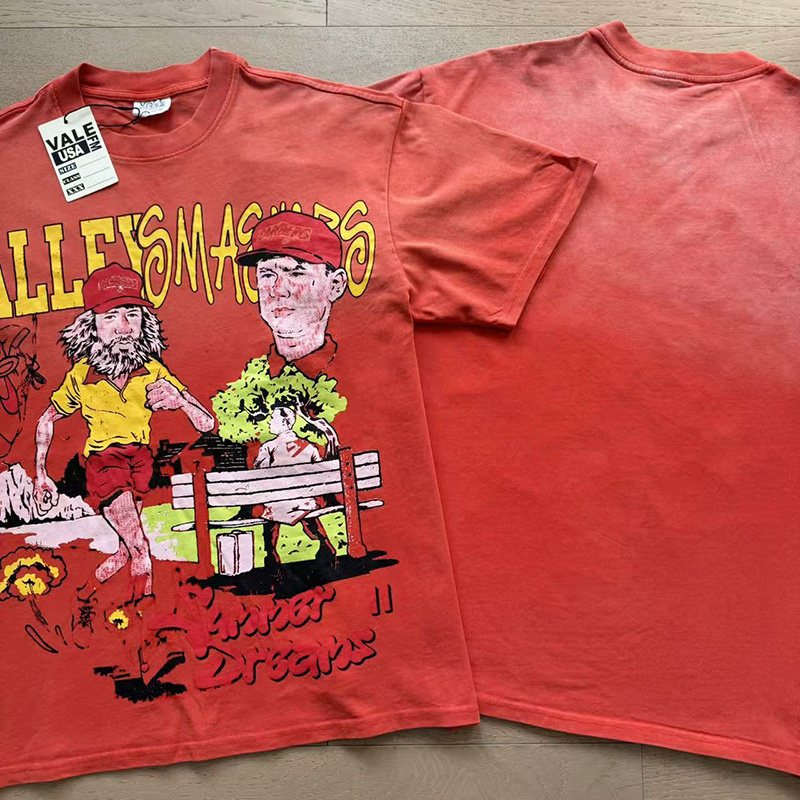 VALE USA Washed Red Graphic T-Shirt