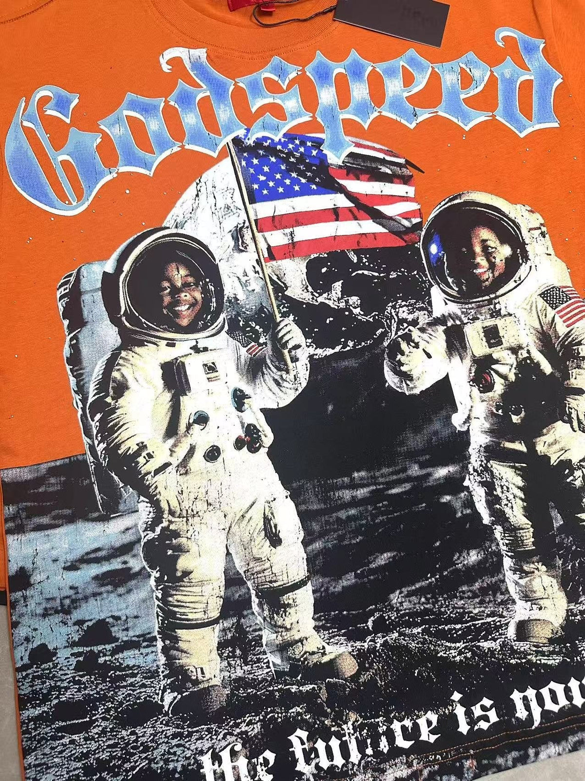 Godspeed Astronaut Flag Graphic T-Shirt - Orange