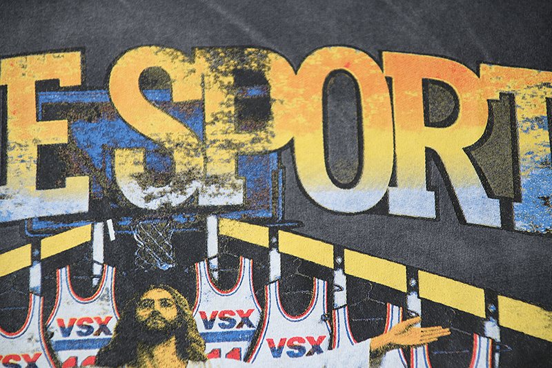 VALE USA Washed Black Sport Graphic T-Shirt