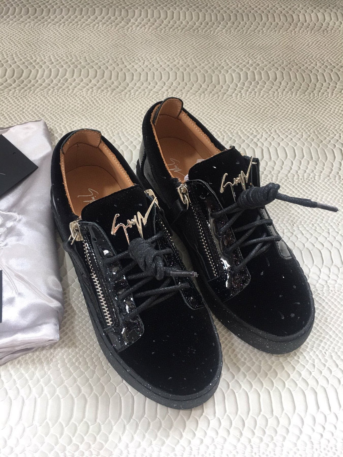 Giuseppe Zanotti Black Speckle Low-Top Sneakers
