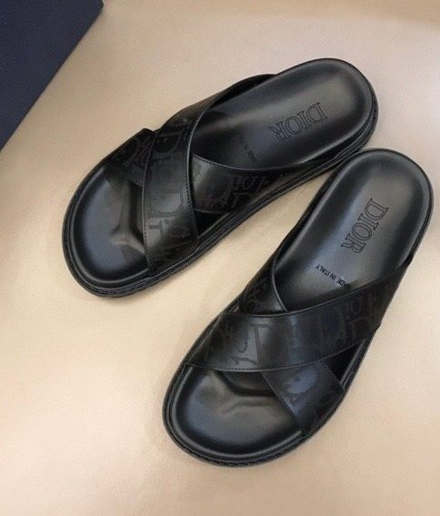 Dior Men's Black Crisscross Slide Sandals