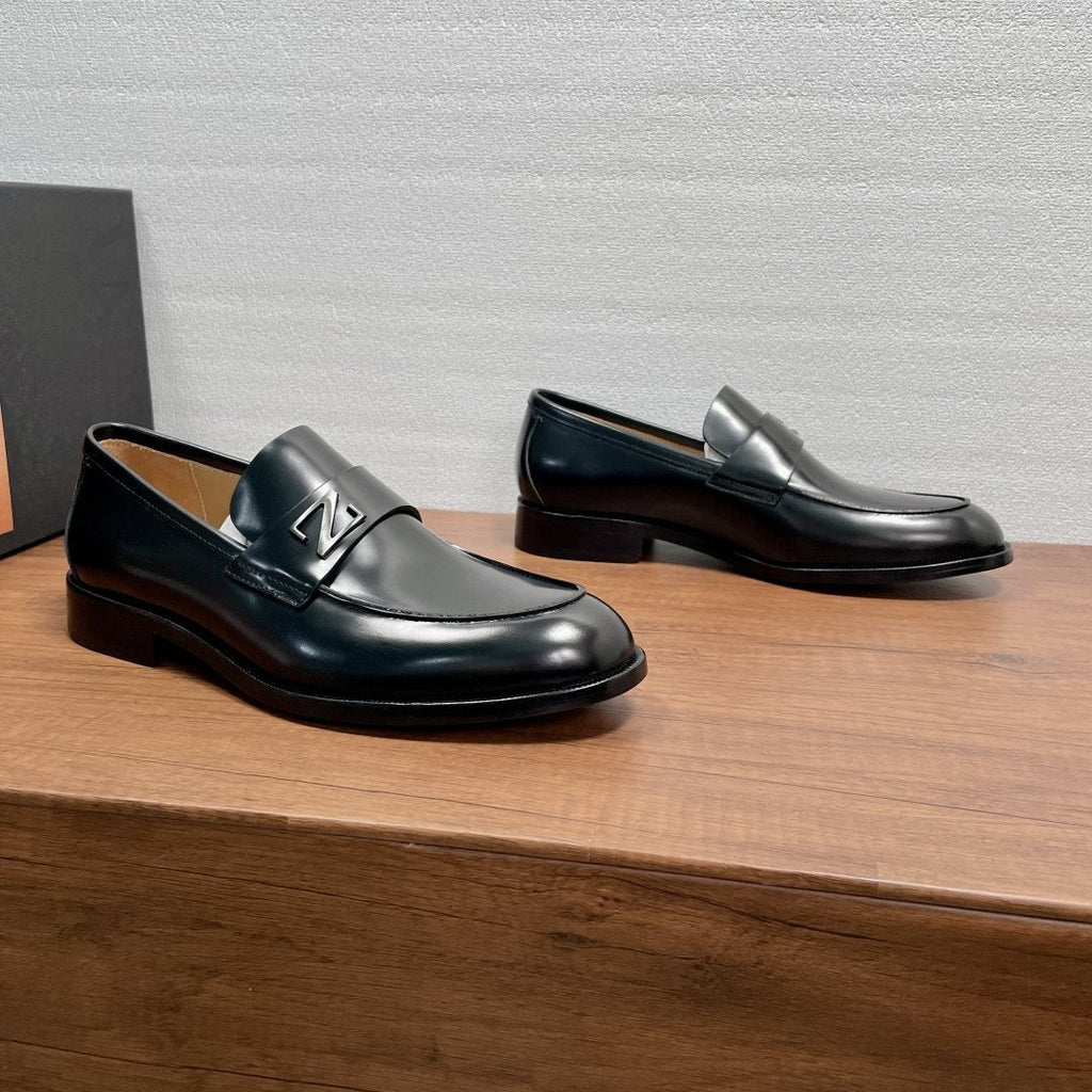 Zegna Men's Black Leather Z-Accent Loafers