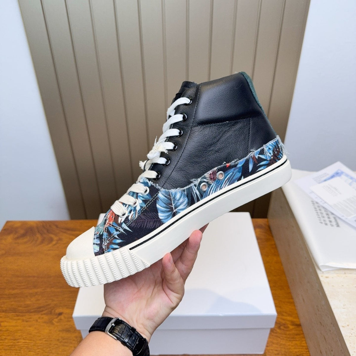 Maison Margiela Floral Print High-Top Sneakers
