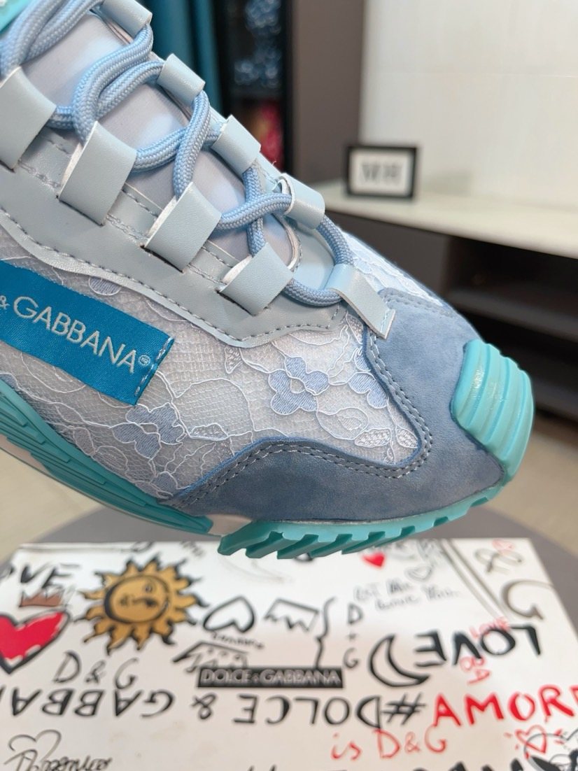 Dolce & Gabbana Turquoise Light Blue & White Sneakers