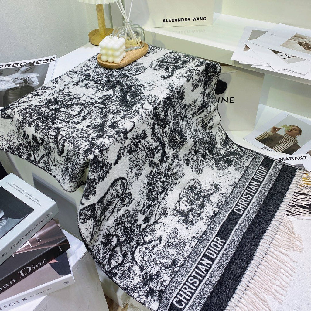 Dior Toile Print Fringed Scarf