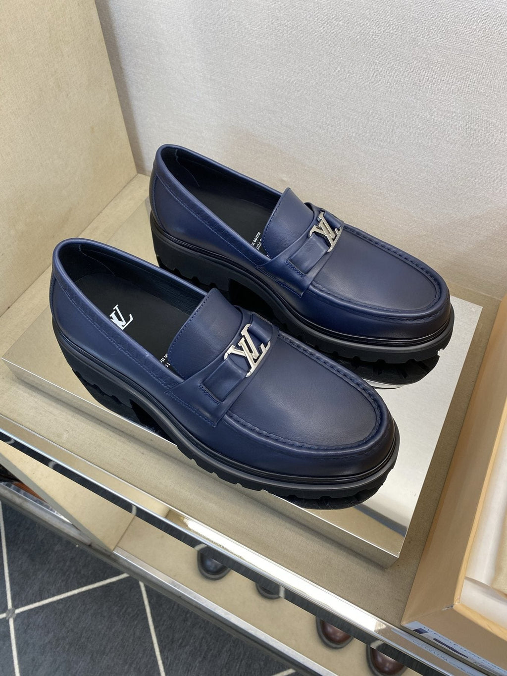 Louis Vuitton Men's Metal Logo Loafers