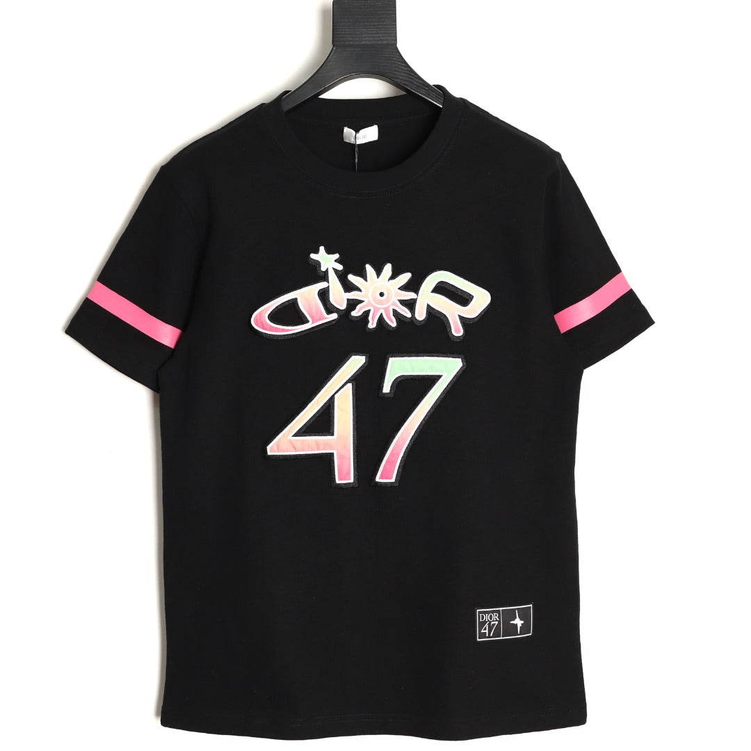 Dior 47 Gradient-Style Lettering Short-Sleeve T-Shirt - Black